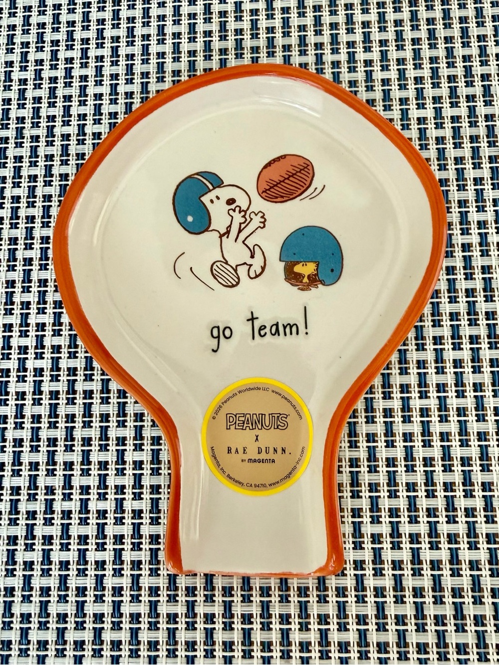 Peanuts x Rae Dunn Snoopy Woodstock GO TEAM! Football Spoon Rest BRAND NEW!